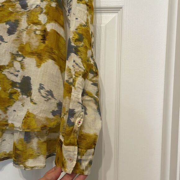Anthropologie Holding Horses Watercolor Peplum Button Down Shirt - Picture 5 of 9